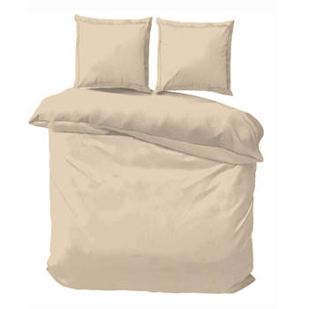 iSleep Dekbedovertrek Satijn Katoen Uni - Medium Beige - 1-Persoons 140x200/220 cm