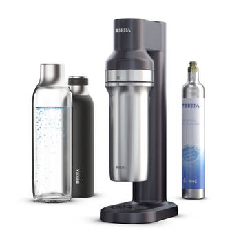 Brita SodaTRIO Bruiswatertoestel Zwart - met BRITA flesvoet, CO2 cilinder, glazen & rvs fles