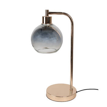 Clayre & Eef Tafellamp 21x15x41 cm Goudkleurig Ijzer Glas Bureaulamp Goudkleurig Bureaulamp