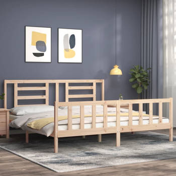 vidaXL Bedframe met hoofdbord massief hout