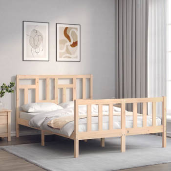 vidaXL Bedframe met hoofdbord massief hout 120x200 cm