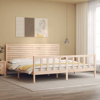 vidaXL Bedframe met hoofdbord massief hout 200x200 cm