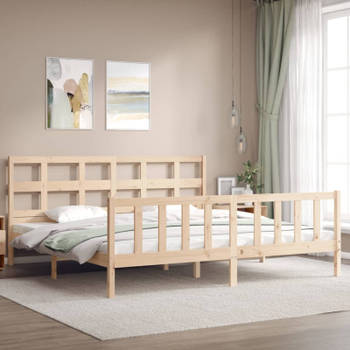 vidaXL Bedframe met hoofdbord massief hout 200x200 cm