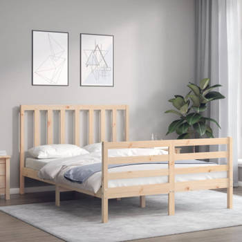 vidaXL Bedframe met hoofdbord massief hout