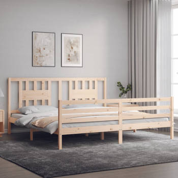 vidaXL Bedframe met hoofdbord massief hout 200x200 cm