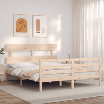 vidaXL Bedframe met hoofdbord massief hout 160x200 cm