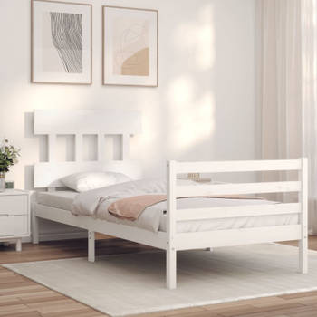 vidaXL Bedframe met hoofdbord massief hout wit