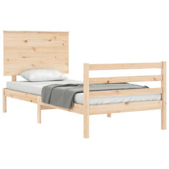 vidaXL Bedframe met hoofdbord massief hout