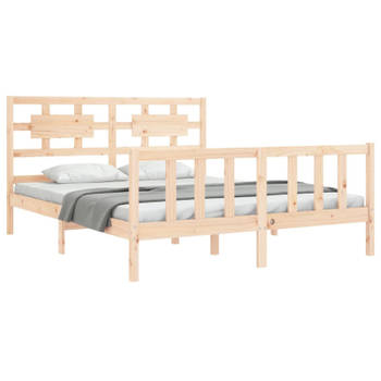 vidaXL Bedframe met hoofdbord massief hout