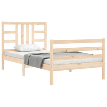 vidaXL Bedframe met hoofdbord massief hout 90x200 cm