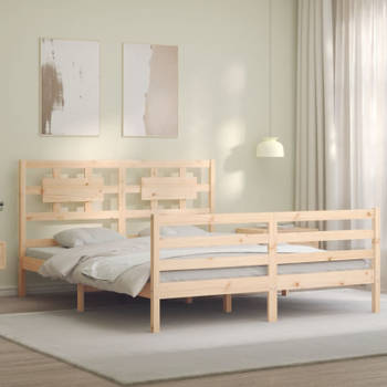 vidaXL Bedframe met hoofdbord massief hout 160x200 cm