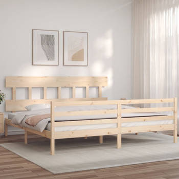 vidaXL Bedframe met hoofdbord massief hout