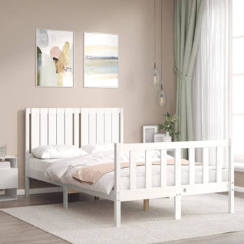 vidaXL Bedframe met hoofdbord massief hout wit