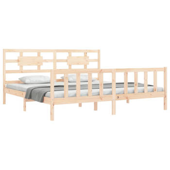 vidaXL Bedframe met hoofdbord massief hout 200x200 cm