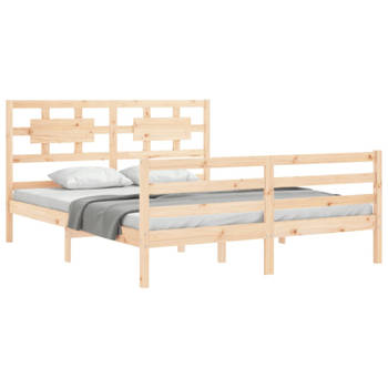 vidaXL Bedframe met hoofdbord massief hout