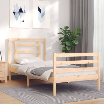 vidaXL Bedframe met hoofdbord massief hout 100x200 cm