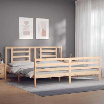 vidaXL Bedframe met hoofdbord massief hout