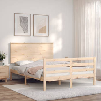 vidaXL Bedframe met hoofdbord massief hout