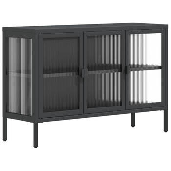 vidaXL Dressoir 105x35x70 cm glas en staal zwart