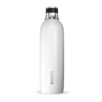 BRITA SodaTRIO Roestvrijstalen Fles (1-pack) - Wit - Groot (29,4 cm H x 8,5 cm Ø) - Accessoire voor Sodamaker