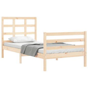 vidaXL Bedframe met hoofdbord massief hout