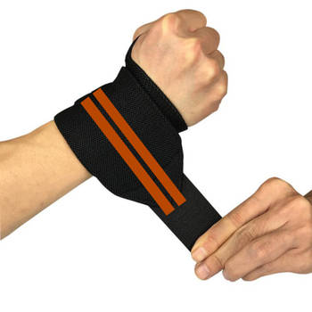 Fitness / Crossfit Polsband 2 stuks Oranje / Zwart