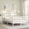 vidaXL Bedframe met hoofdbord massief hout wit 120x200 cm