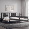 vidaXL Bedframe met hoofdbord massief hout grijs 200x200 cm