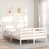 vidaXL Bedframe met hoofdbord massief hout wit 140x200 cm