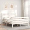 vidaXL Bedframe met hoofdbord massief hout wit 140x190 cm