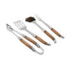 Laguiole by Haws - Barbecue Set, 4 delig, Eikenhout/RVS - Barbecuespatel, Vleesvork, Barbecueborstel, Barbecuetang - Lag