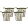 Mega Collections Emmer/plantenpot - 4x - zink - legergroen - D11 x H10 cm - Emmers