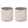 Mega Collections Plantenpot - 2x - keramiek - grijs/taupe - D12 x H12A cm - Plantenpotten