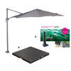 Garden Impressions Hawaii zweefparasol S Ø300 - donker grijs/licht grijs met 80 kg parasolvoet en parasolhoes