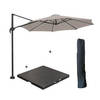 Garden Impressions Hawaii zweefparasol S Ø300 - donker grijs/zand met 80 kg parasolvoet en parasolhoes