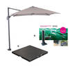 Garden Impressions Hawaii zweefparasol S 250x250 - donker grijs/zand met 80 kg parasolvoet en parasolhoes