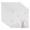 HAES DECO - Set van 6 Servetten (Textiel) - 40x40 cm - 100% Katoen - Rustic Easter Bunny