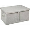 5Five Opbergdoos/box met deksel - lichtgrijs - L50 x B31 x H25 cm - Stevig karton/polyester - Opbergbox