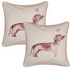 HAES DECO - Set van 2 Sierkussenhoezen - 40x40 cm - 100% Katoen - Dachshund Love