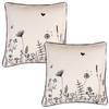 HAES DECO - Set van 2 Sierkussenhoezen - 40x40 cm - 100% Katoen - Flora and Fauna