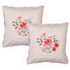 HAES DECO - Set van 2 Sierkussenhoezen - 40x40 cm - 100% Katoen - Little Rose Collection