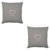 HAES DECO - Set van 2 Sierkussenhoezen - 40x40 cm - 100% Katoen - Lovely Heart