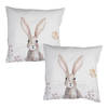 HAES DECO - Set van 2 Sierkussenhoezen - 40x40 cm - 100% Katoen - Rustic Easter Bunny