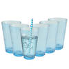 OTIX Waterglazen - Longdrink - Limonade - Glazen - Set van 6 - Stapelbaar - 300ml - Gehamerd Glas - Rookglas - Blauw