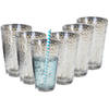 OTIX Waterglazen - Longdrink - Limonade - Glazen - Set van 6 - Stapelbaar - 300ml - Gehamerd Glas - Rookglas - Grijs