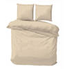 iSleep Dekbedovertrek Satijn Katoen Uni - Medium Beige - 2-Persoons 200x200/220 cm