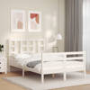 vidaXL Bedframe met hoofdbord massief hout wit