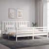 vidaXL Bedframe met hoofdbord massief hout wit