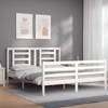 vidaXL Bedframe met hoofdbord massief hout wit 160x200 cm