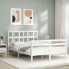 vidaXL Bedframe met hoofdbord massief hout wit